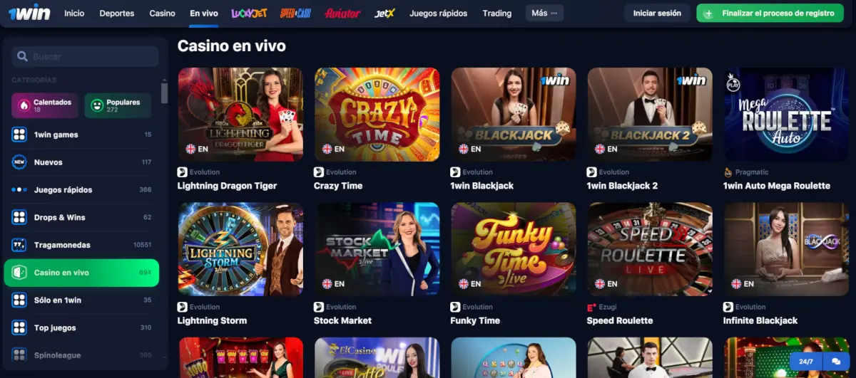 juegos populares en 1Win